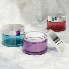 Seafulee colorful pink, purple, turquoise jars offer stylish organization for cosmetics