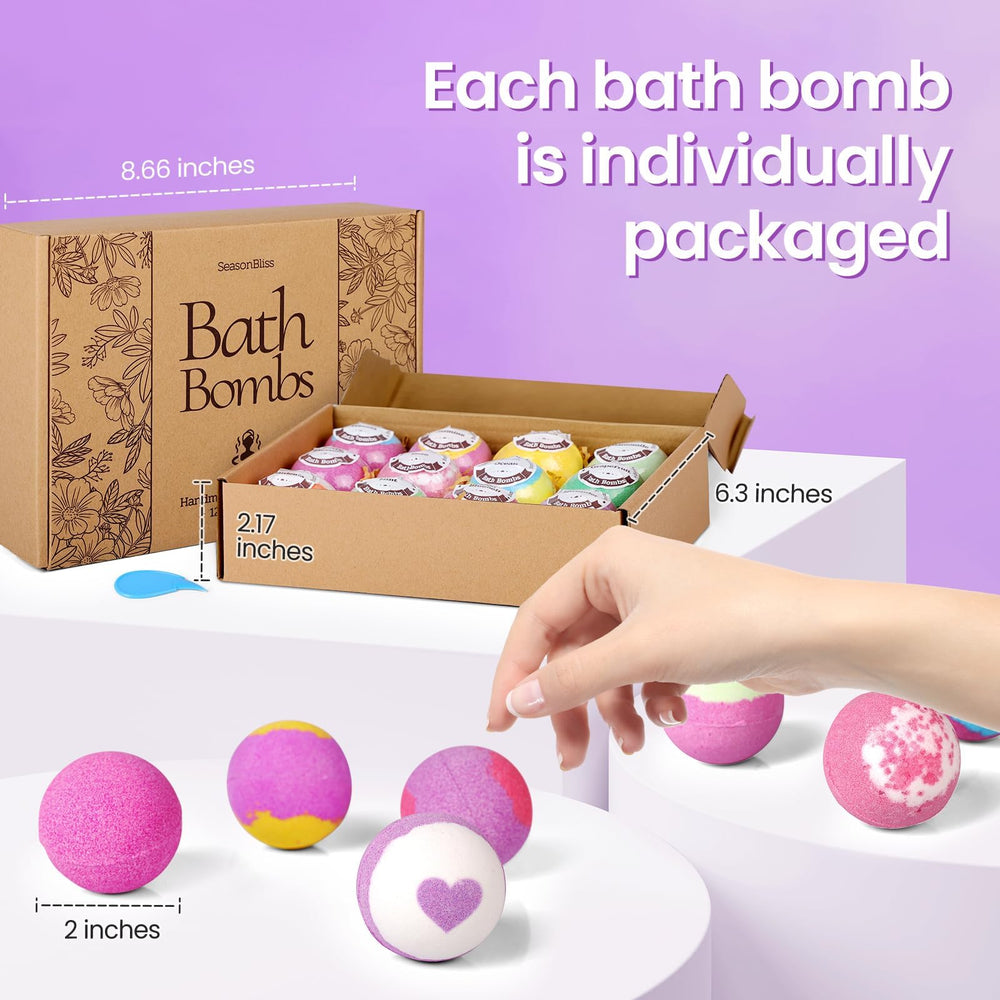 SeasonBliss individually wrapped bath bombs, preserving fragrance for fresh unwrapping.
