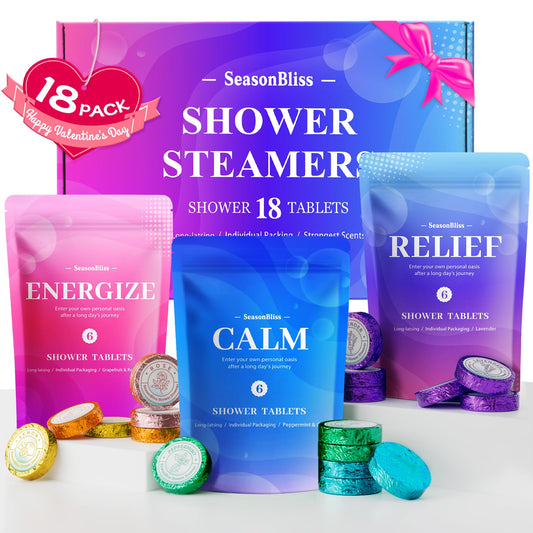 SeasonBliss shower steamers packaging designed for gifting and easy storage