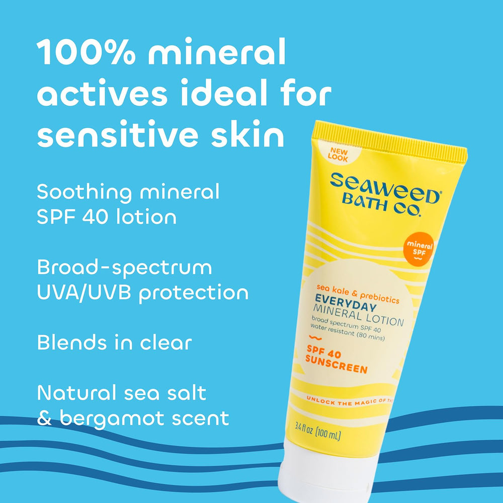Seaweed Bath Co SPF40 with 15 percent non-nano zinc oxide on label