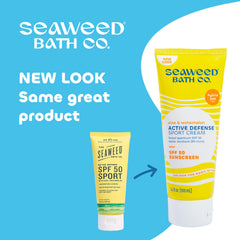 Seaweed Bath Co. SPF50 swatch shows light, breathable finish for active days.