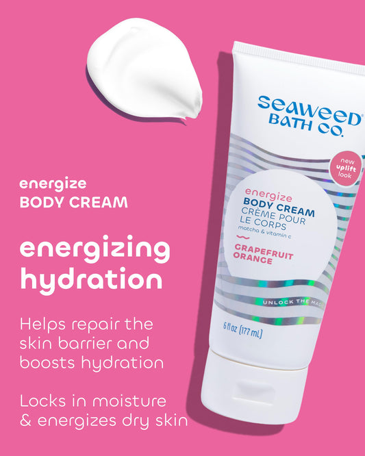 Energize Body Cream texture close-up showing creamy hydration