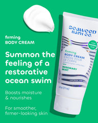 Seaweed Bath Co. label closeup highlighting vegan formula and sustainable ingredients