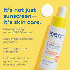 Seaweed Bath Co zinc oxide sunscreen texture close-up shows fast-absorbing, breathable protection.