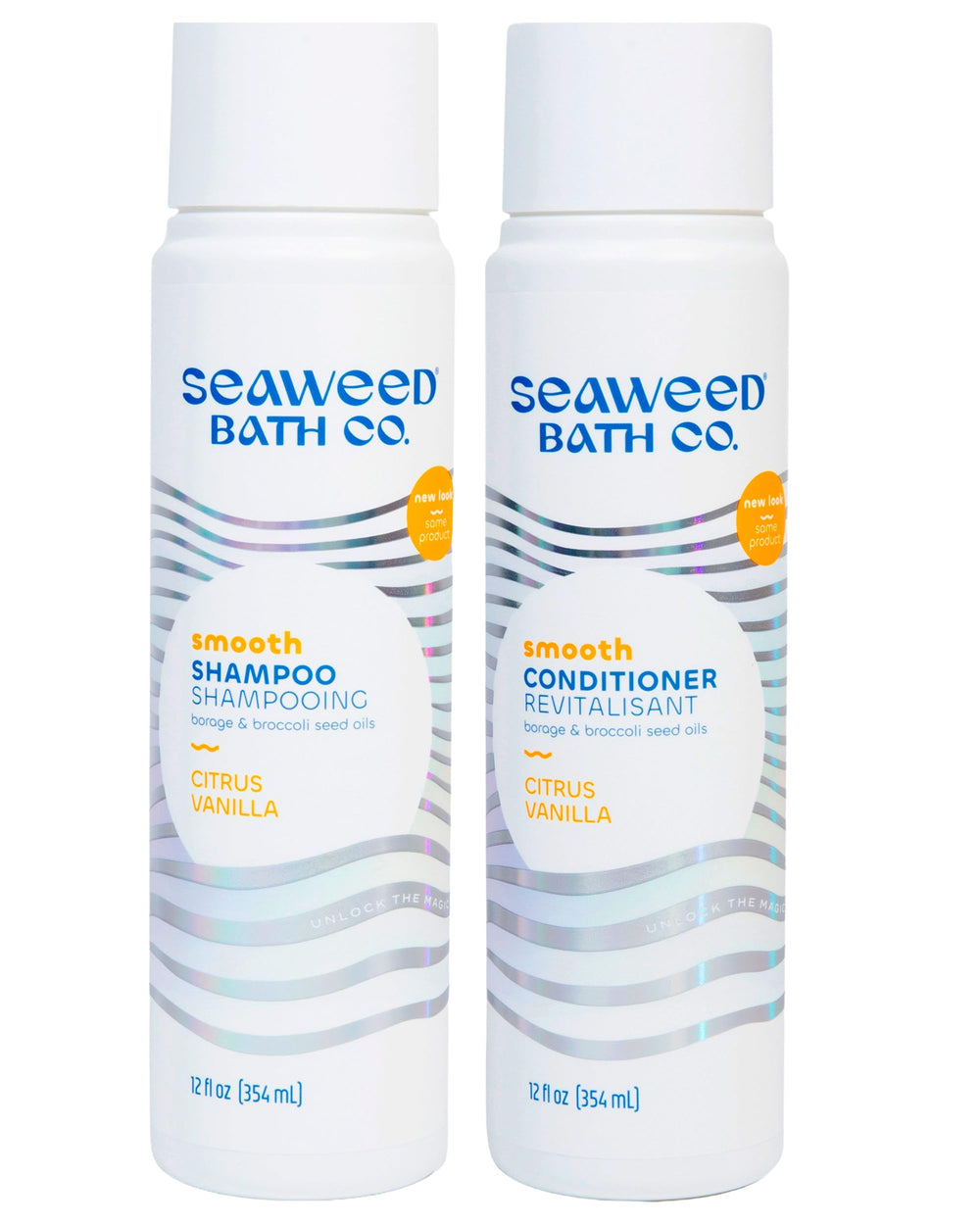 Seaweed Bath Co. Smooth shampoo bottle promotes sleek, shiny hair with hydration.