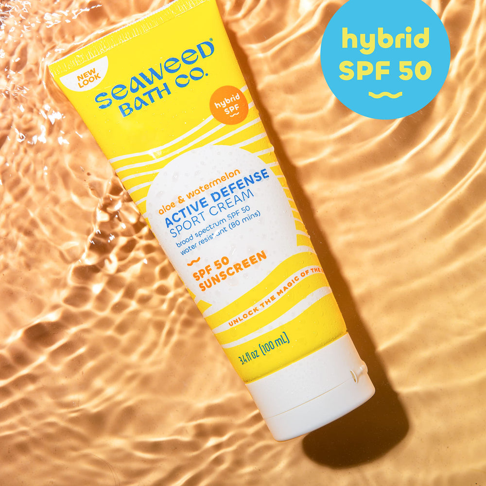 Seaweed Bath Co. SPF50 application demonstrates easy, even coverage.