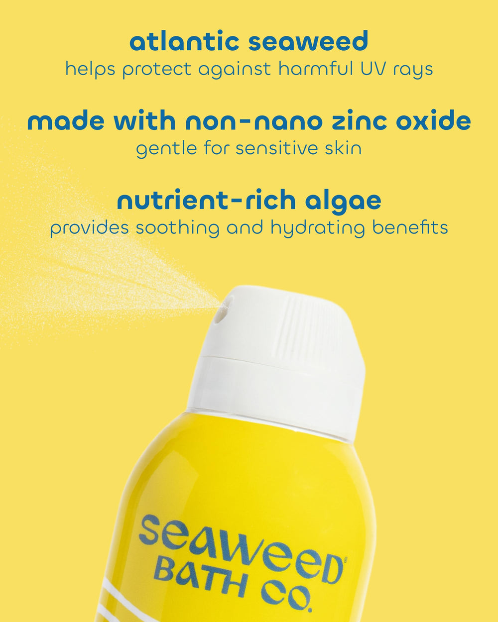 Seaweed Bath Co. spray displaying water resistance up to 80 minutes.