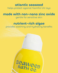 Seaweed Bath Co. spray displaying water resistance up to 80 minutes.