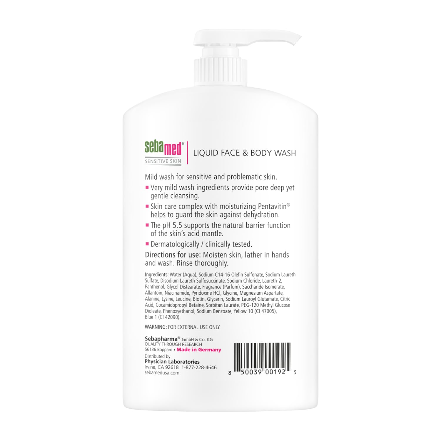SEBAMED Liquid Face and Body Wash lather close-up highlights hydrating, balanced cleansing