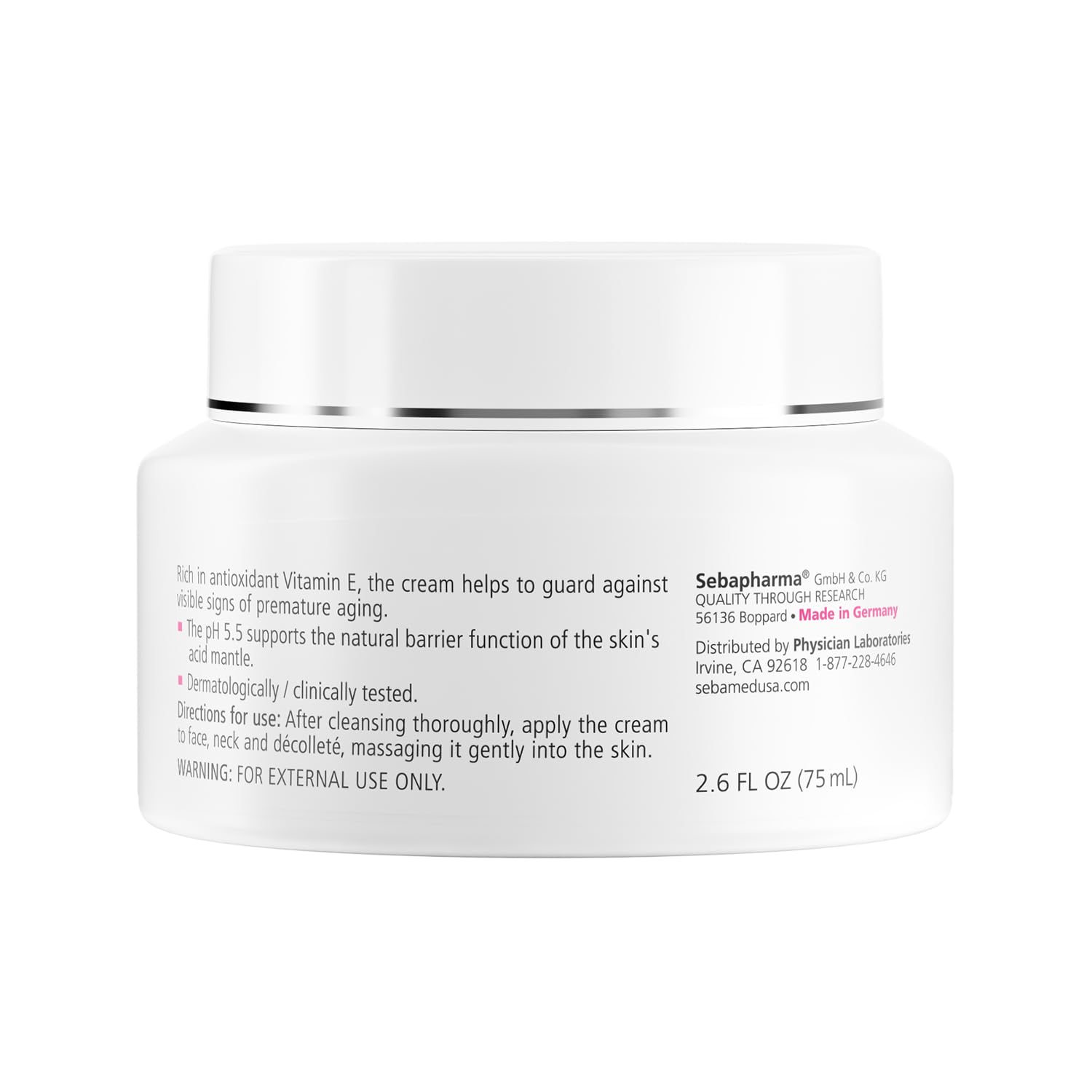 SEBAMED Moisturizing Face Cream Vitamin E close-up showing antioxidant protection.