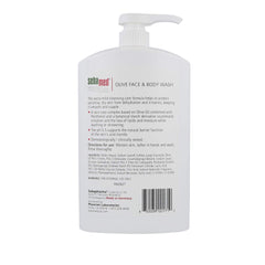 SEBAMED Olive Wash label closeup highlighting dermatologist-tested ultra mild formula