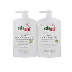 SEBAMED Olive Face and Body Wash two-pack bottles designed for sensitive skin cleansing