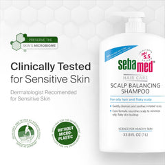 SEBAMED Scalp Balancing Shampoo after use promotes balanced scalp and shine.