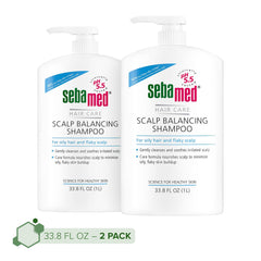 SEBAMED Scalp Balancing Shampoo bottle with pump for easy dispensing and scalp cleansing.