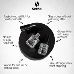 Seche Vite delivers a crystal-clear shield that dries quickly.
