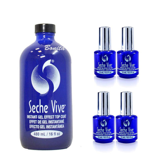 Seche Vive Professional Kit with instant gel effect top coat for a high gloss, long lasting manicure.