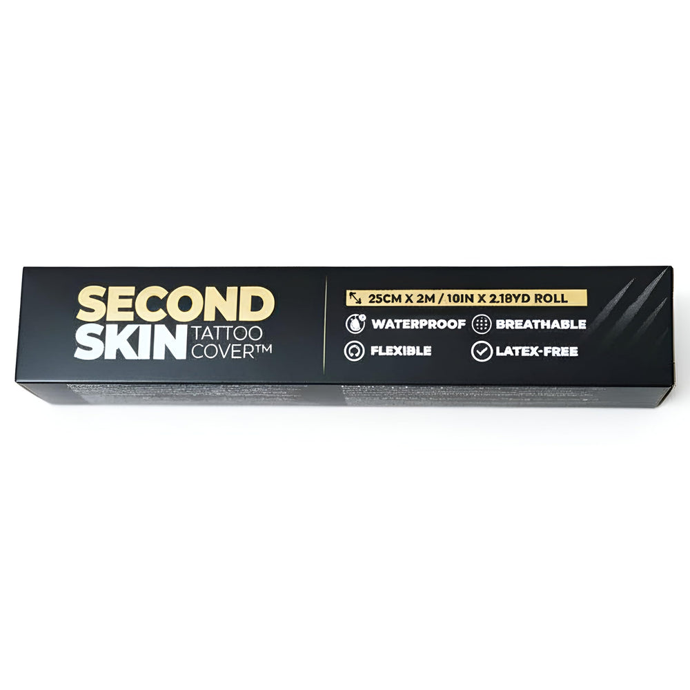 Second Skin Tattoo Cover demonstrates easy-to-apply clear film for daily tattoo protection.