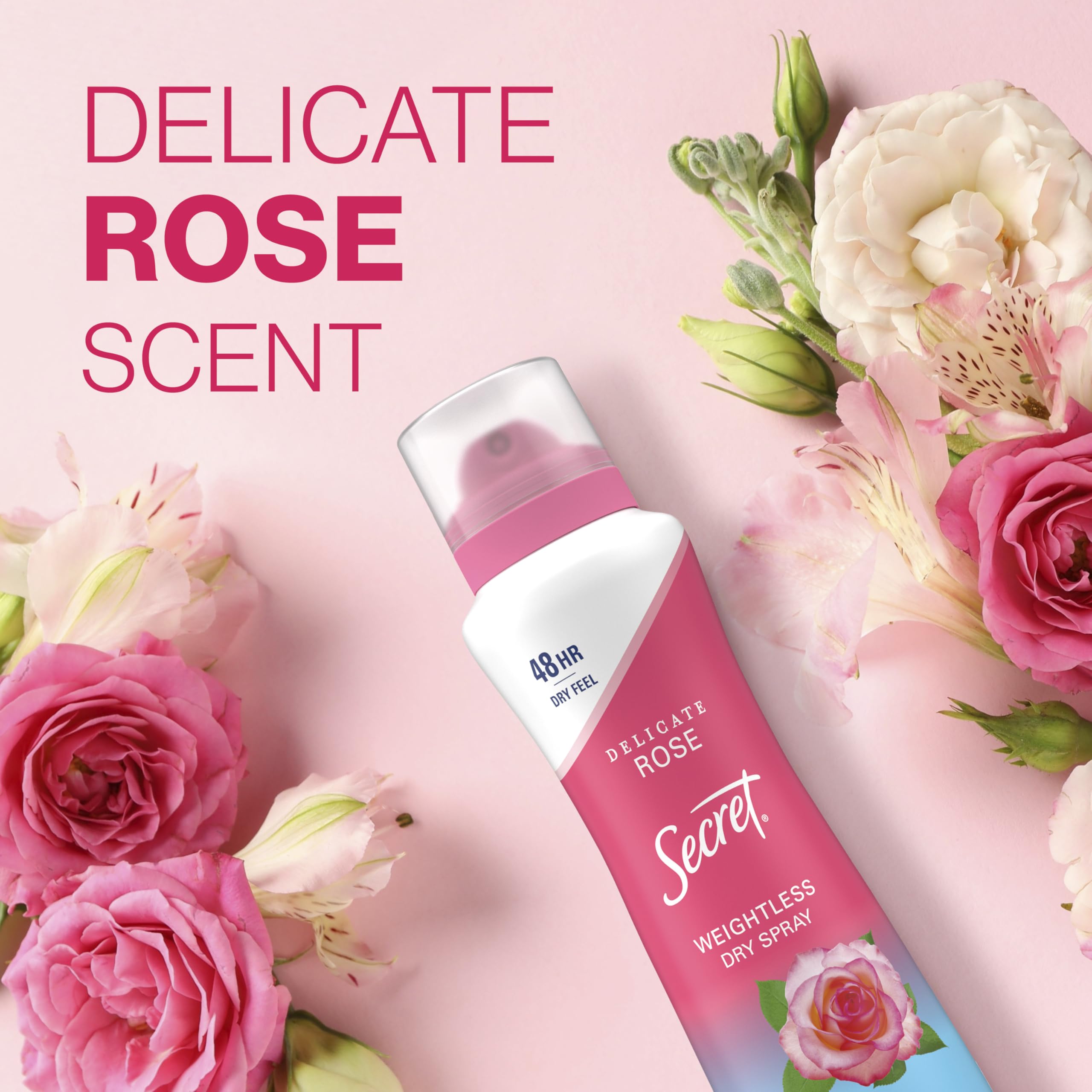Secret Dry Spray provides 48-hour protection against sweat and odor.