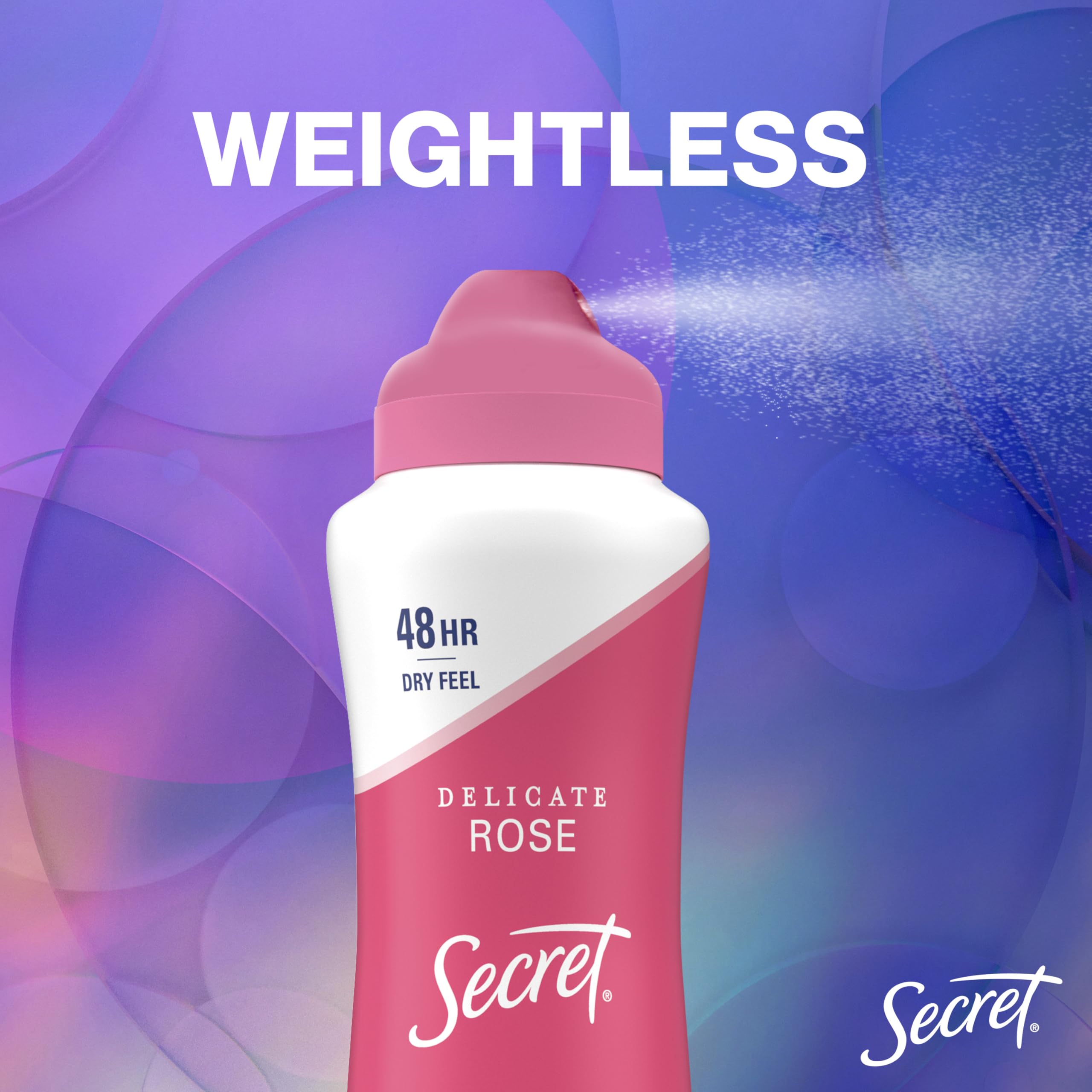 Secret Dry Spray with delicate rose scent is ideal for daily wear.