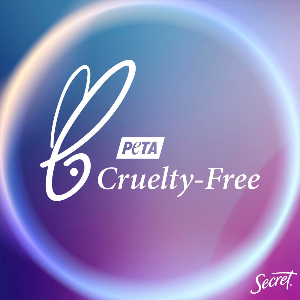 Secret Dry Spray over a night-out look, suggesting lasting freshness after events.