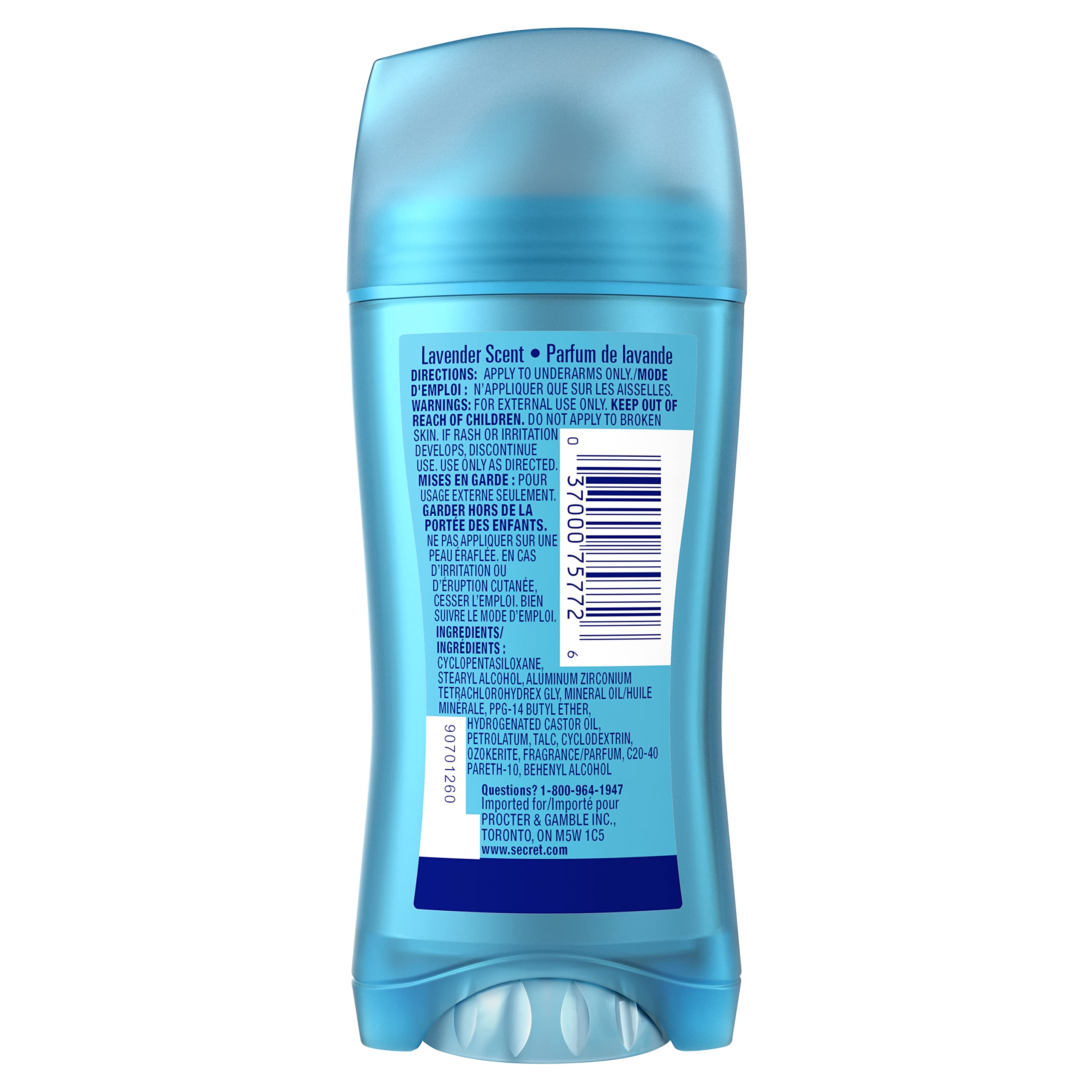 Secret Lavender anti-perspirant stick in use during morning routine.
