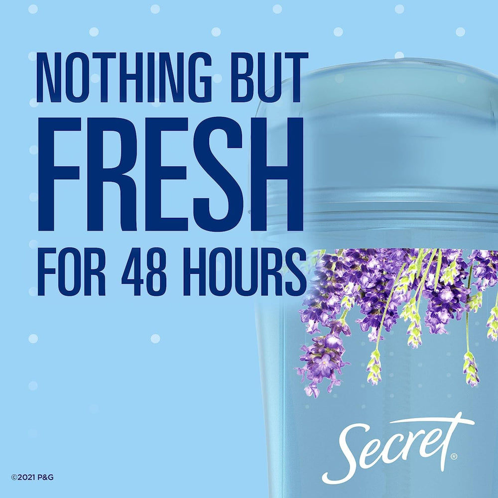 Secret Lavender invisible solid provides wetness protection throughout the day.