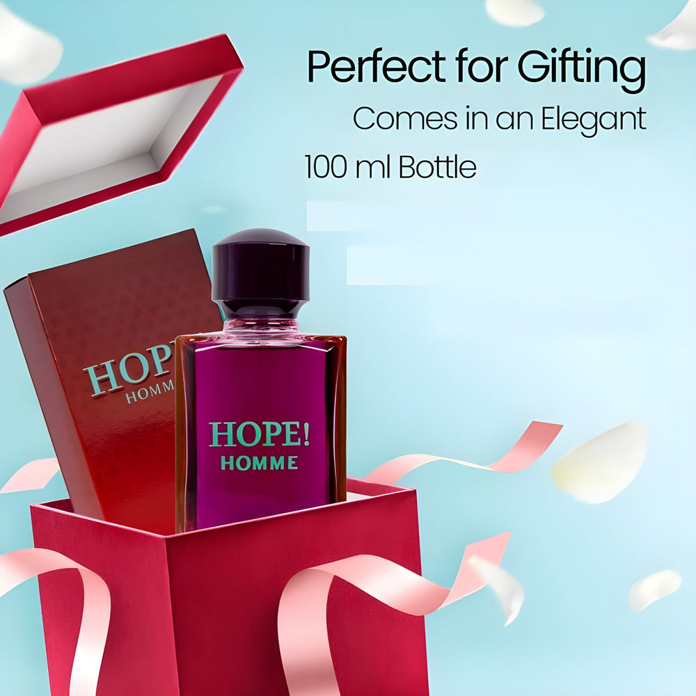 Secret Plus HOPE! Homme EDP atomizer-closeup highlights sleek design and refined scent.