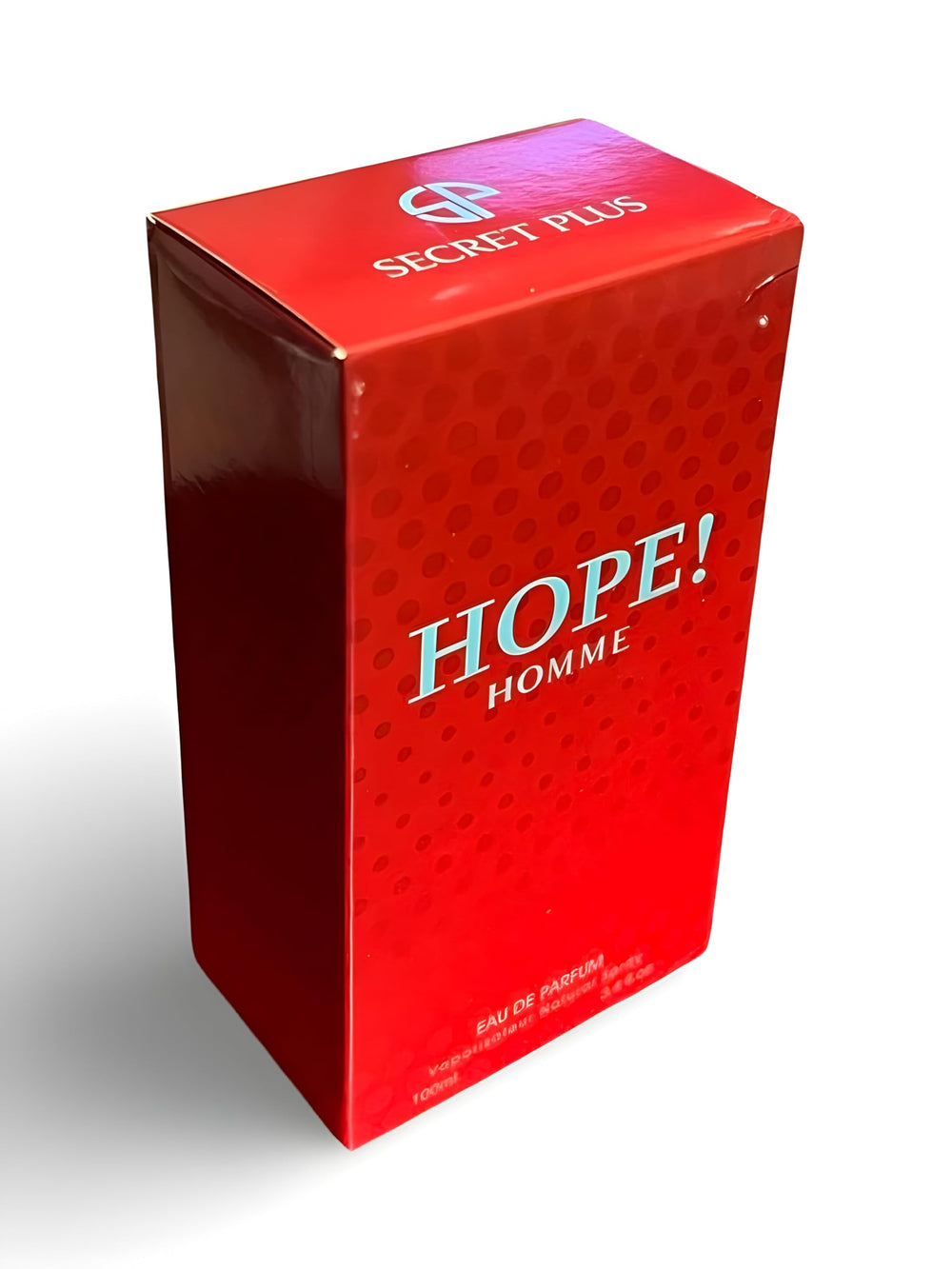 Secret Plus HOPE! Homme EDP outer-packaging evokes unboxing anticipation and gifting potential.
