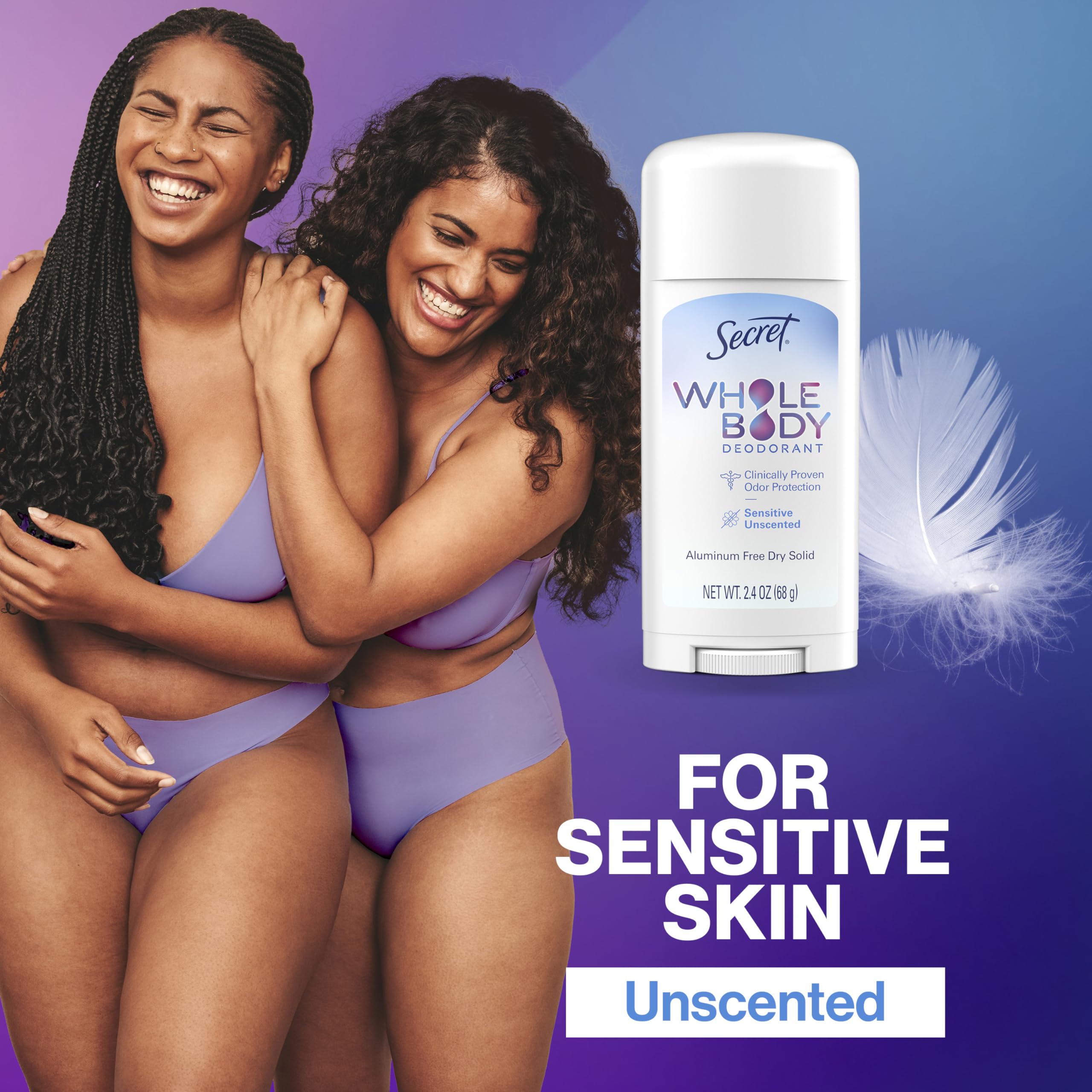 Free of dyes and parabens on Secret label
