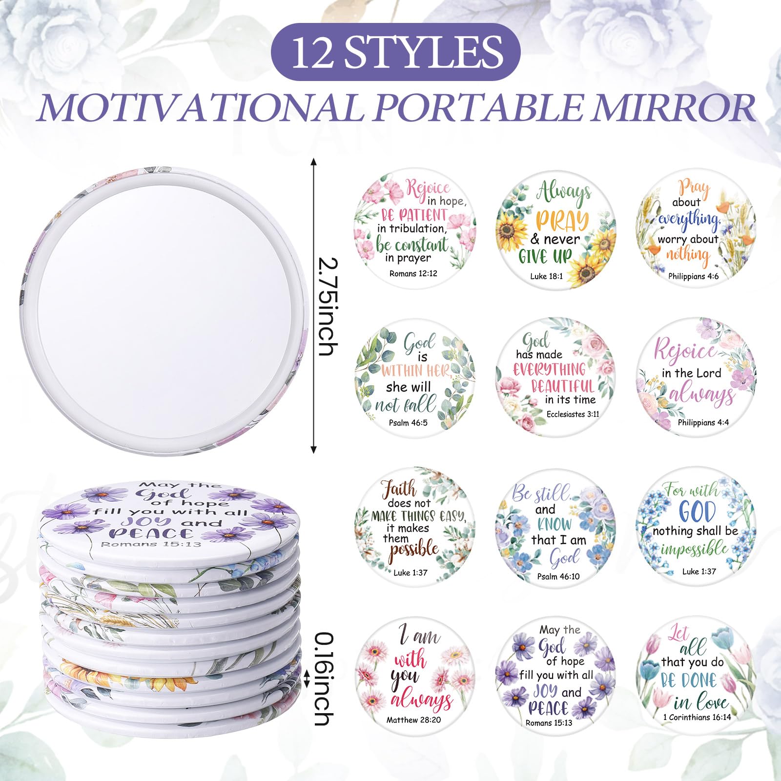 Seeloowy floral Bible verse makeup bag with inspirational words and portable style