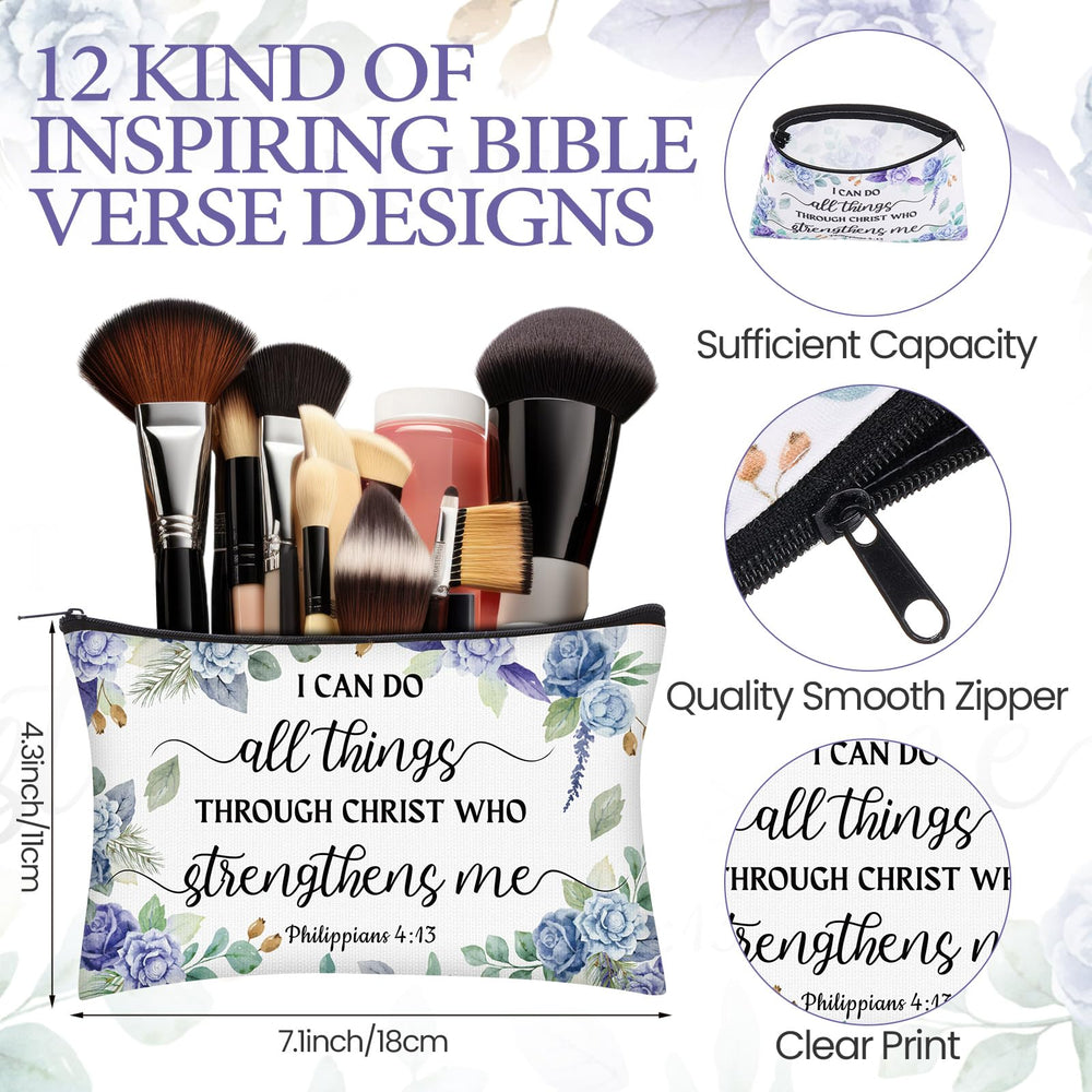 Seeloowy floral Bible makeup bag showing durable canvas and smooth zipper