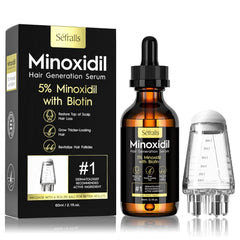 Sefralls 5% Minoxidil hair growth oil bottle pour for easy daily scalp nourishment