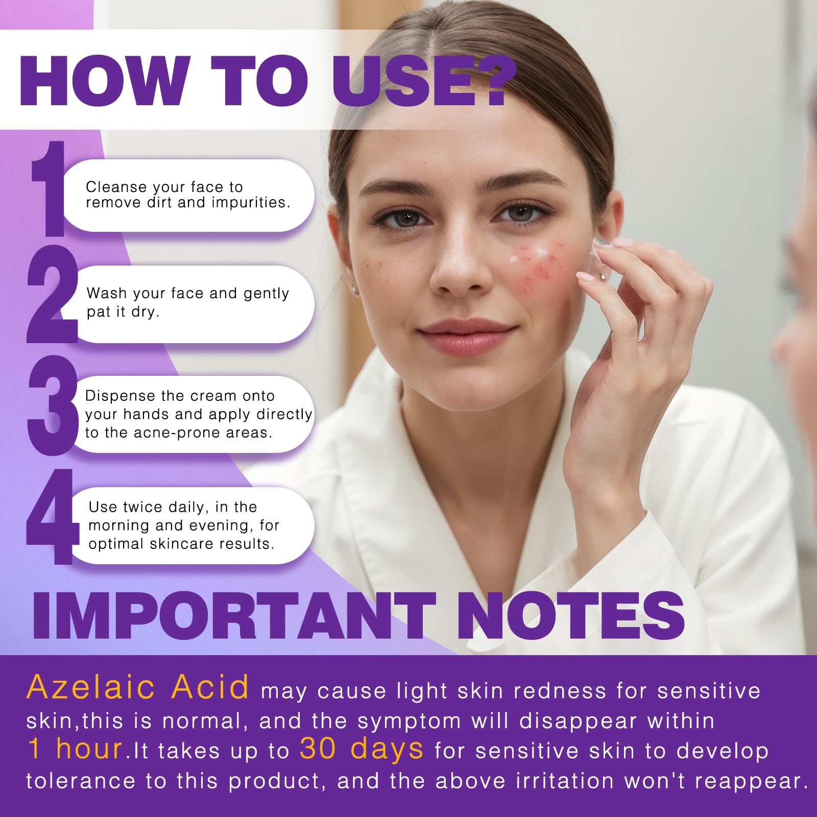 Sefralls azelaic acid cream on blemishes suggests even skin tone support