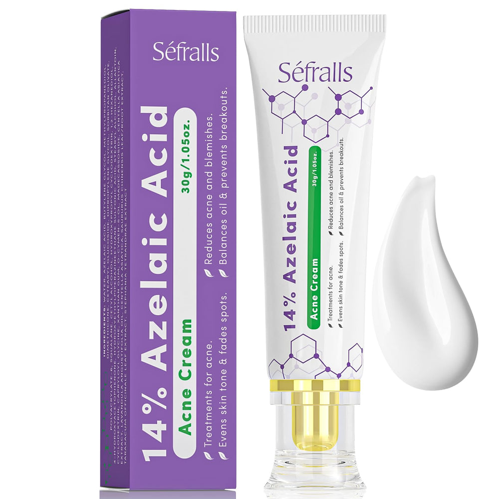 Sefralls azelaic acid cream bottle with 14% booster for clearer skin