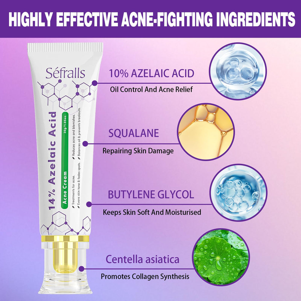Sefralls azelaic acid cream tube closeup shows smooth texture