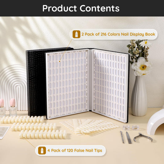 Segbeauty nail display with 480 tips for easy color comparison