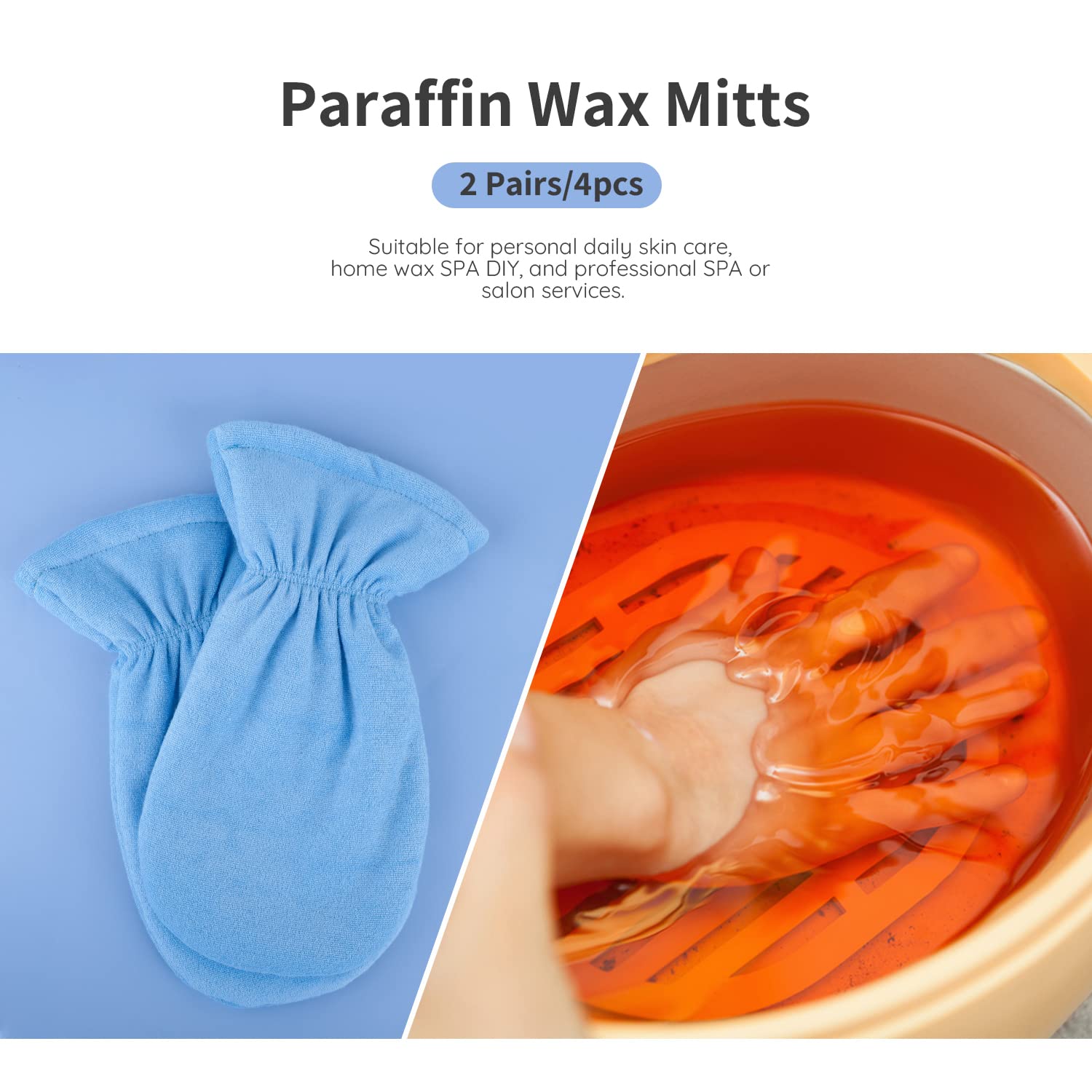 Segbeauty paraffin wax gloves blue packaged view highlights easy care after use