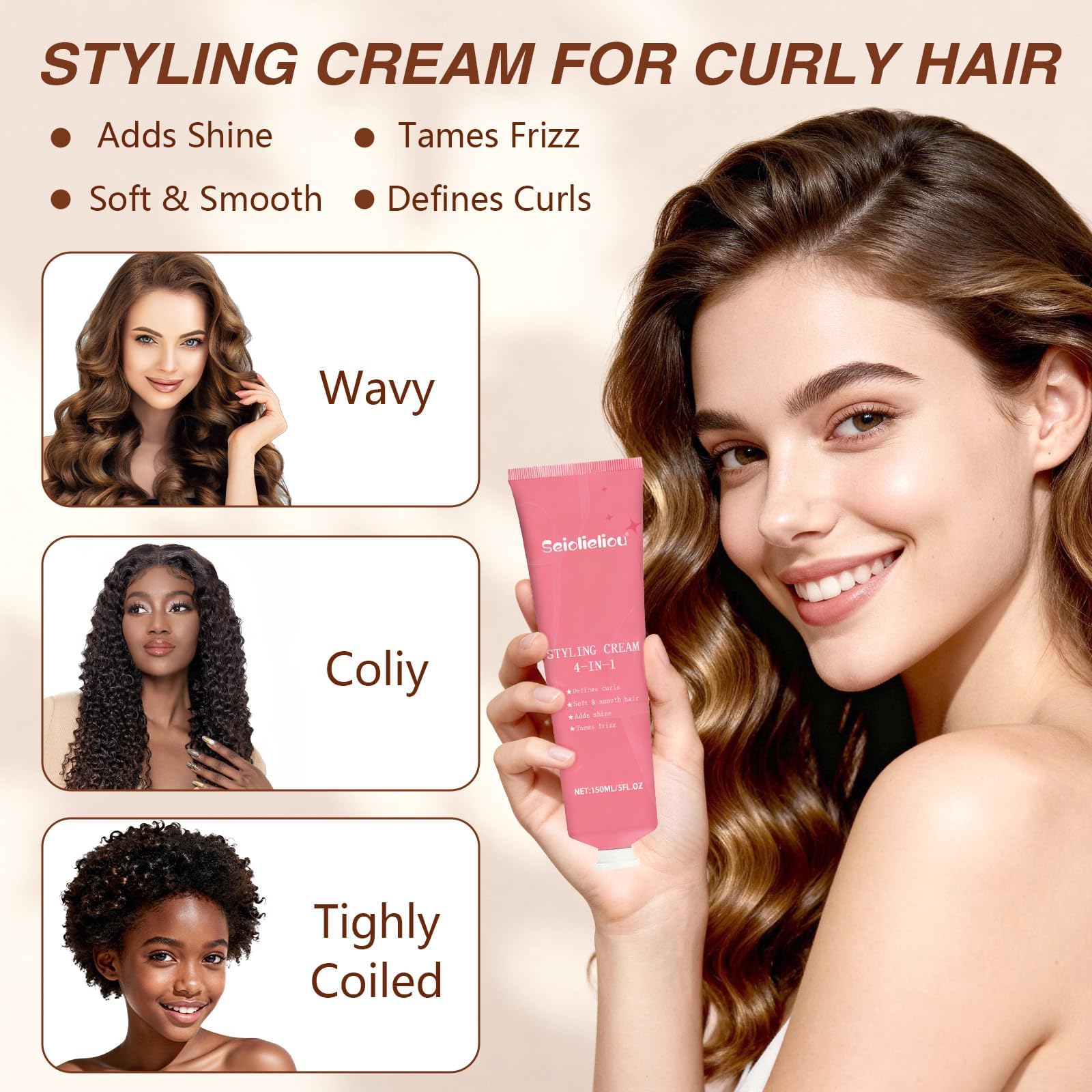 Seiolieliou styling cream for flexible hold and natural texture