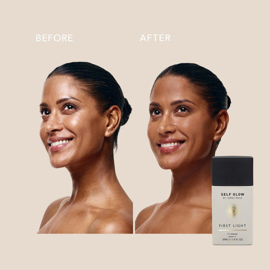 Self Glow by James Read serum swirl on skin reveals warmth.