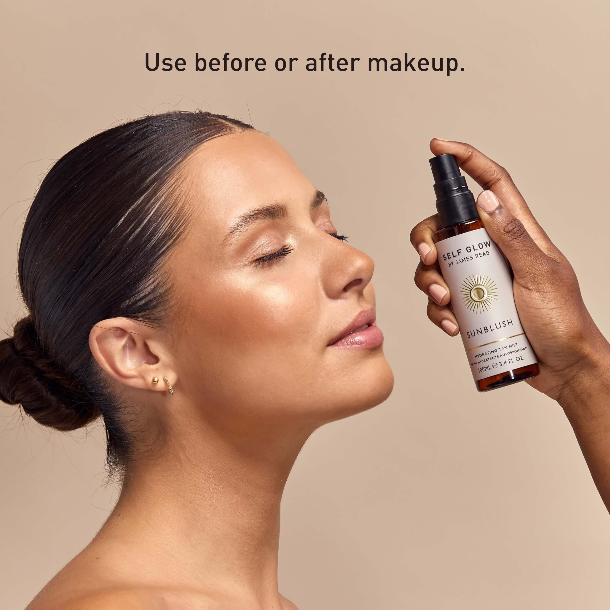 Vegan, cruelty-free Sunblush Tan Mist label emphasis.