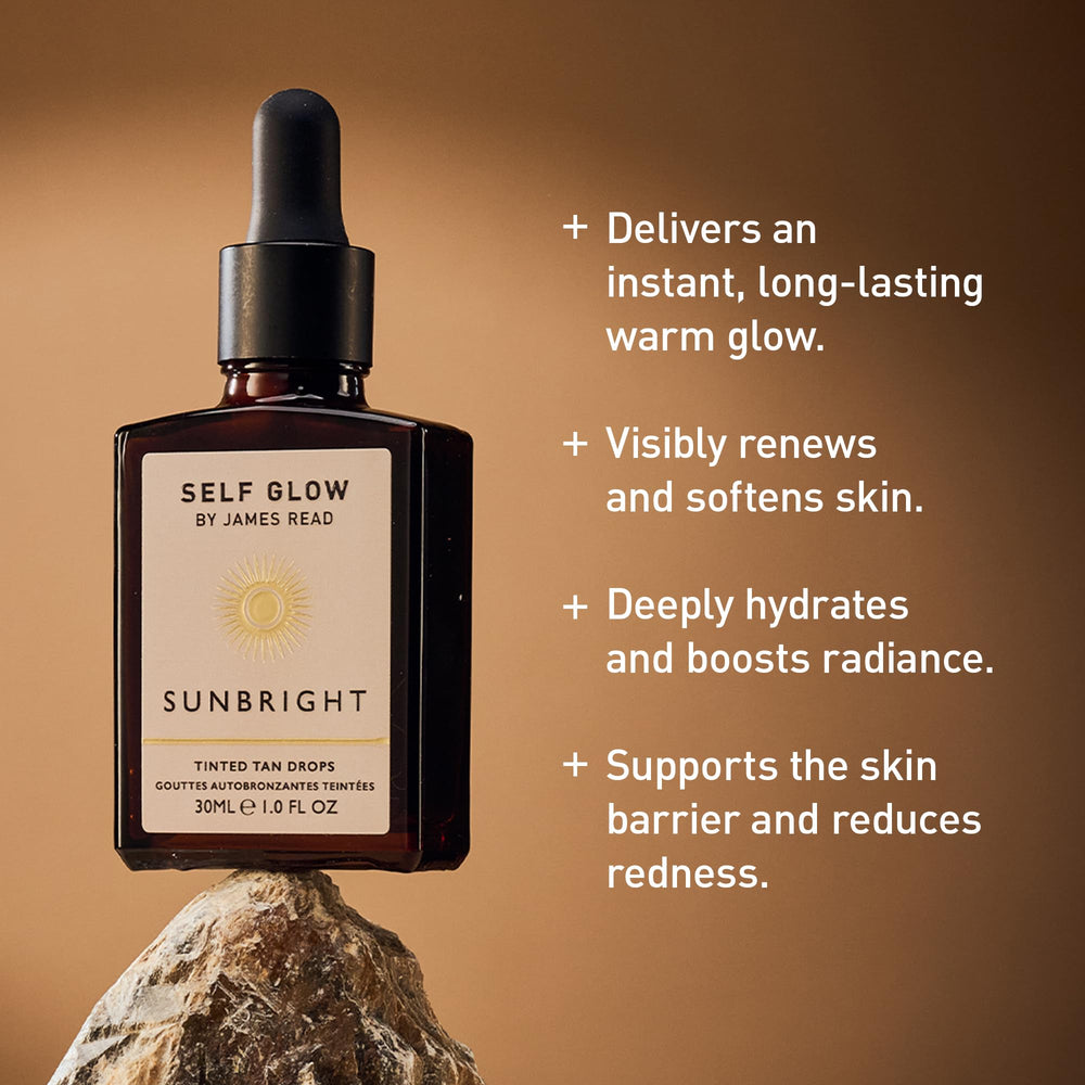 Self Glow by James Read Sunbright Mix-In Drops being dispensed to mix with moisturizer