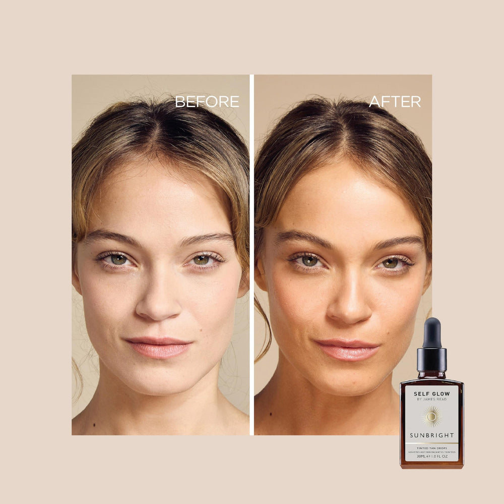 Self Glow by James Read swatches on cheek showing warm sun-kissed glow