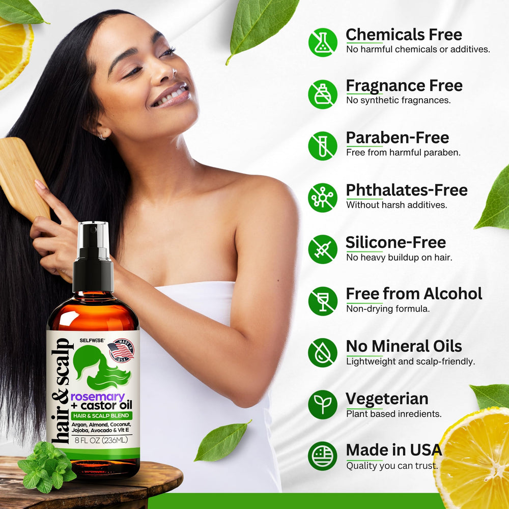 Selfwise jojoba grapeseed almond oils blend on scalp.