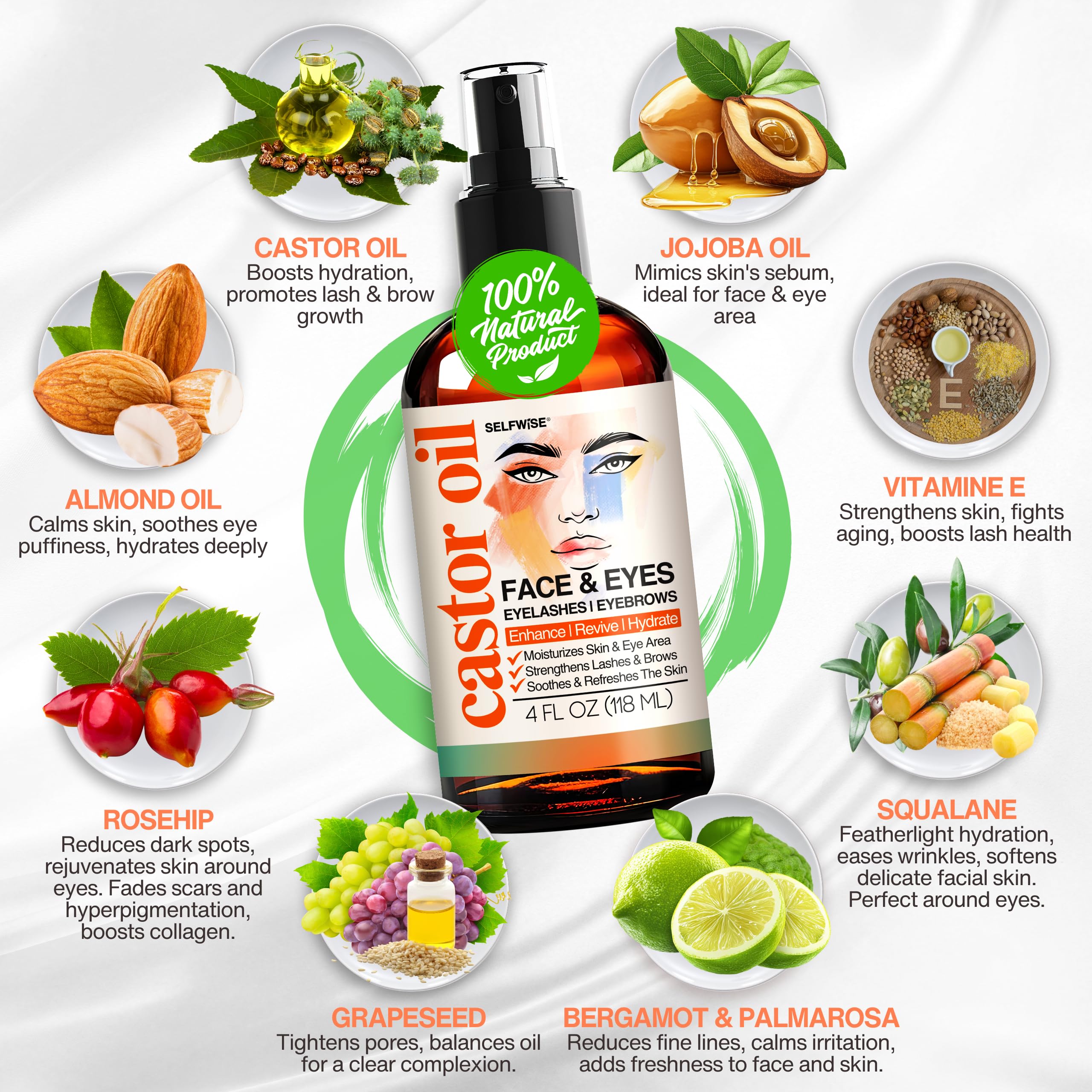 SELFWISE Organic Castor Oil Eye Area refreshes with gentle care.