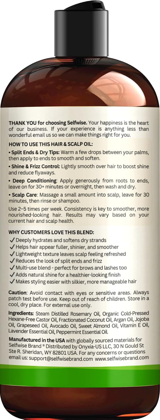 SELFWISE Rosemary Oil application on scalp nourishes follicles.