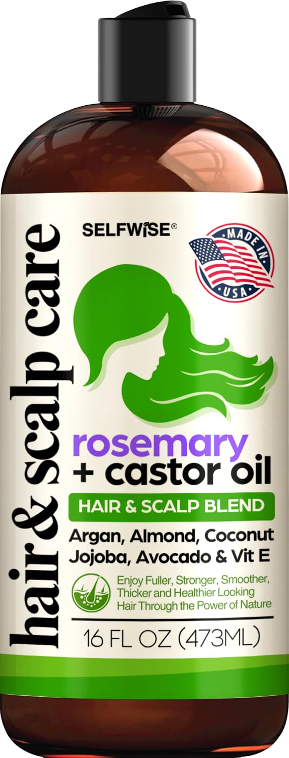 SELFWISE Organic Rosemary Oil bottle for nourished, shinier hair.