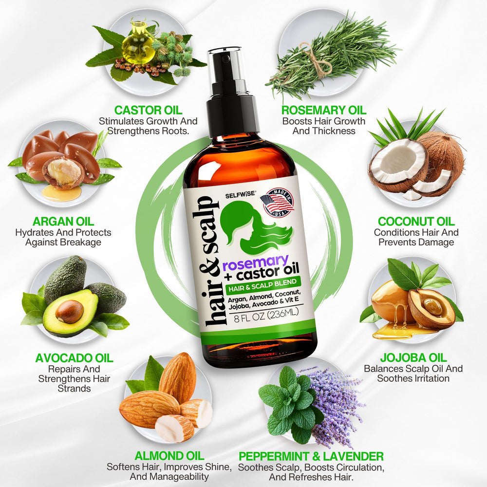 Selfwise scalp massage with oil illustrating soothing routine.