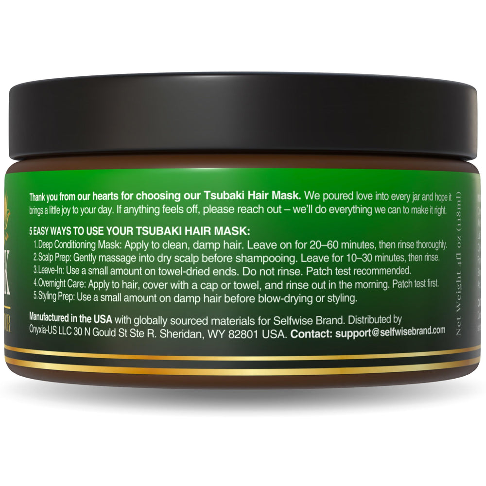 SELFWISE Tsubaki Hair Mask rosemary herb and oils highlight revitalizing touch.