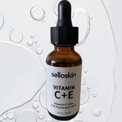 Selloskin Vitamin C Serum bottle pouring for brightness