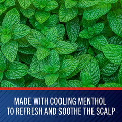 Selsun Blue bottle with menthol cap signals cooling relief